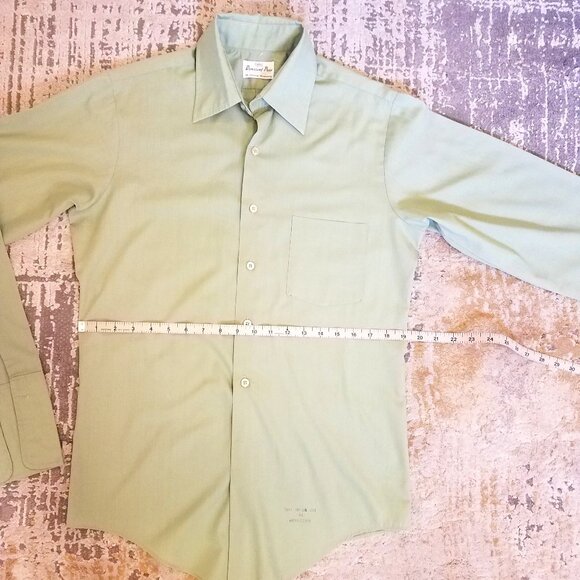 Vintage Permanent Press Green Button Down Collar Shirt - Picture 10 of 15